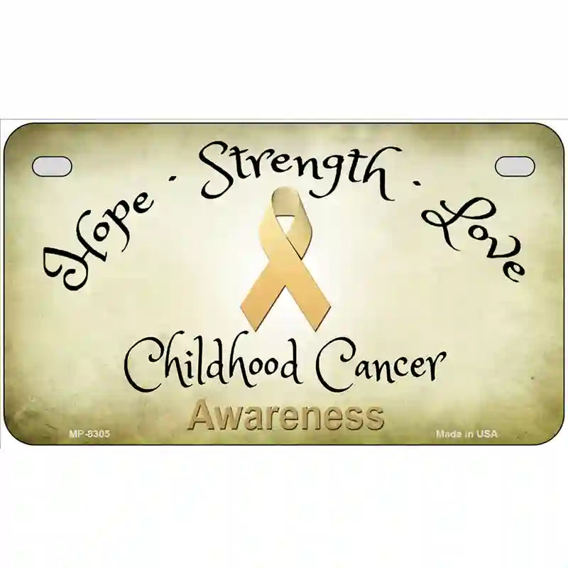 Childhood Cancer Ribbon Novelty Metal License Plate 7" x 4" (MP)