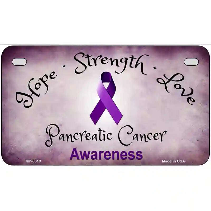 Pancreatic Ribbon Novelty Metal License Plate 7" x 4" (MP)