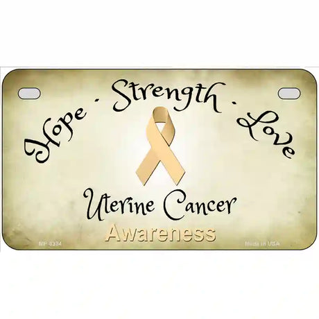 Uterine Cancer Ribbon Novelty Metal License Plate 7" x 4" (MP)