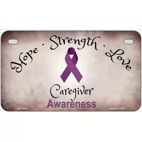 Honors Caregivers Ribbon Novelty Metal License Plate 7" x 4" (MP)