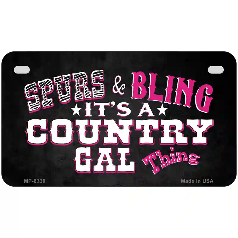 Spurs and Bling Novelty Metal License Plate 7" x 4" (MP)