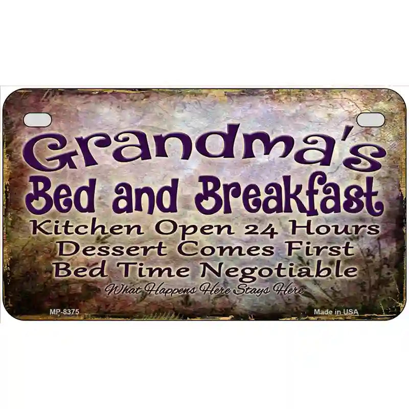 Grandmas Bed & Breakfast Metal Novelty License Plate 7" x 4" (MP)