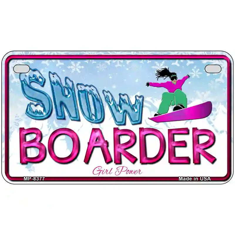 Snow Boarder Girl Metal Novelty License Plate 7" x 4" (MP)