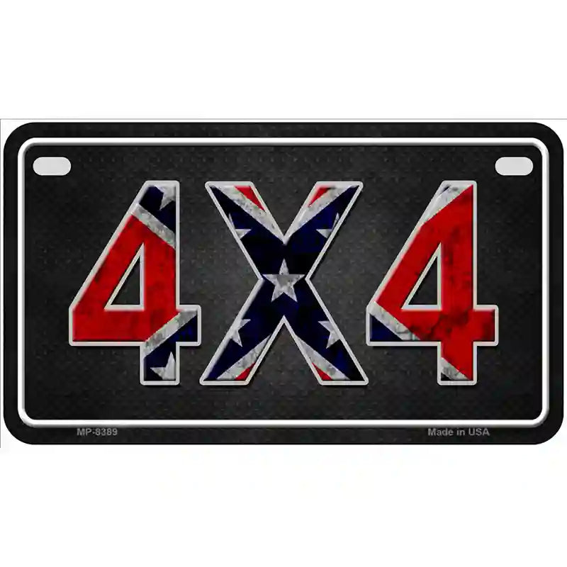 4x4 Confederate Metal Novelty License Plate 7" x 4" (MP)