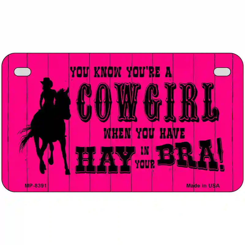 Pink Cowgirl Metal Novelty License Plate 7" x 4" (MP)