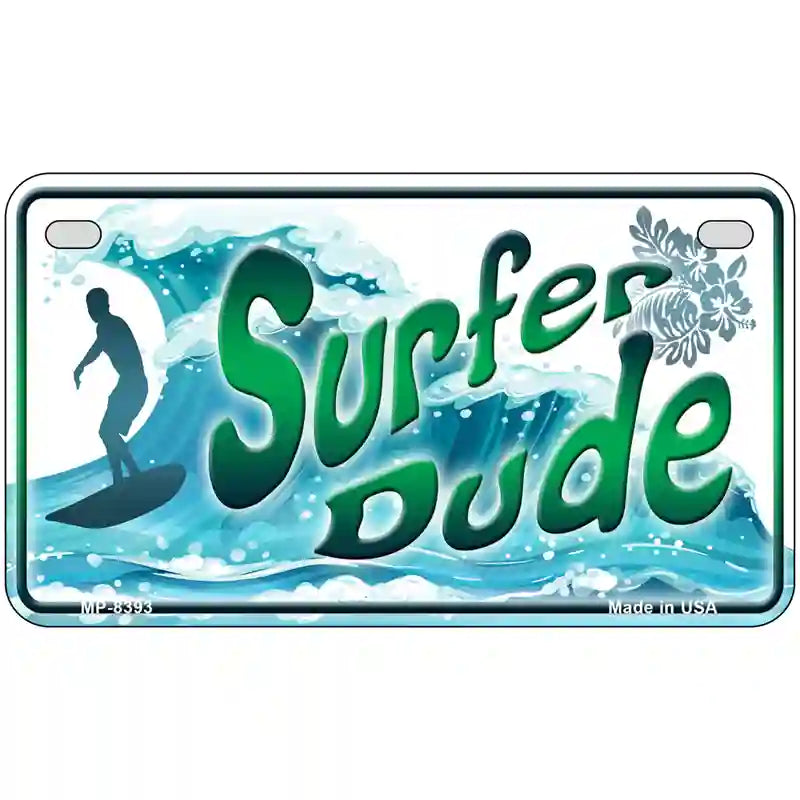 Surfer Dude Metal Novelty License Plate 7" x 4" (MP)