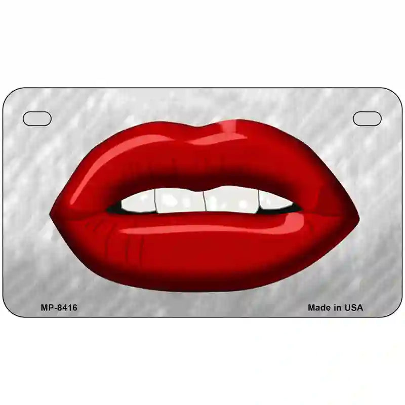 Red Lips Novelty Metal License Plate 7" x 4" (MP)