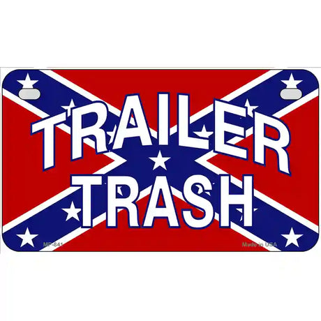 Trailer Trash Rebel Flag Metal Novelty License Plate 7" x 4" (MP)