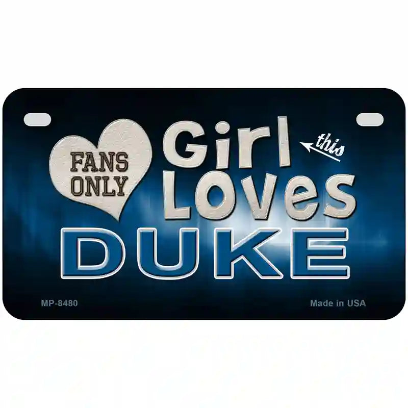 This Girl Loves Duke Novelty Metal License Plate 7" x 4" (MP)