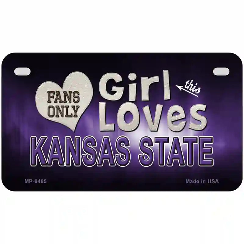 This Girl Loves Kansas State Novelty Metal License Plate 7" x 4" (MP)