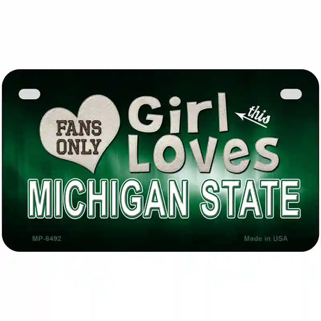 This Girl Loves Michigan State Novelty Metal License Plate 7" x 4" (MP)