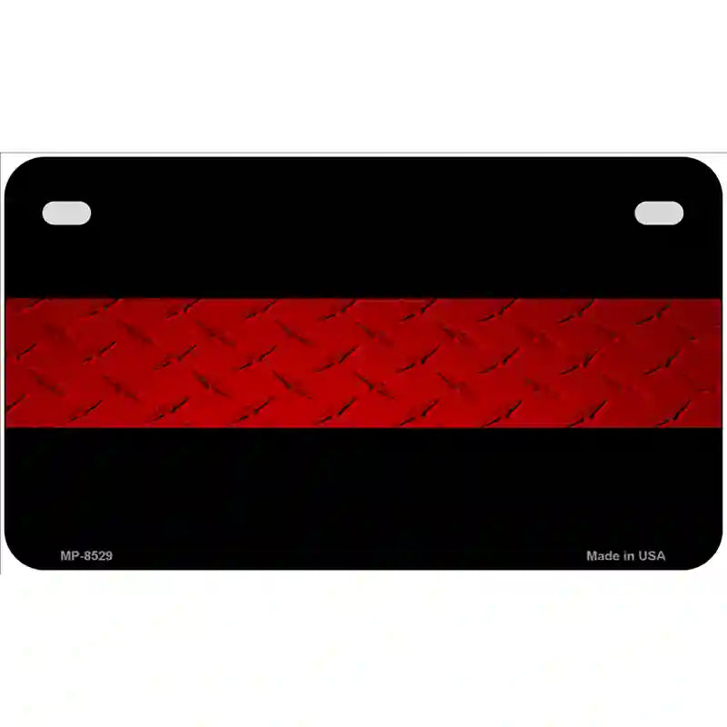 Fire Diamond Thin Red Line Metal Novelty License Plate 7" x 4" (MP)