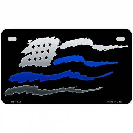 American Flag Thin Blue Line Metal Novelty License Plate