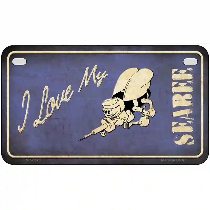 I Love My Seabee Metal Novelty License Plate 7" x 4" (MP)