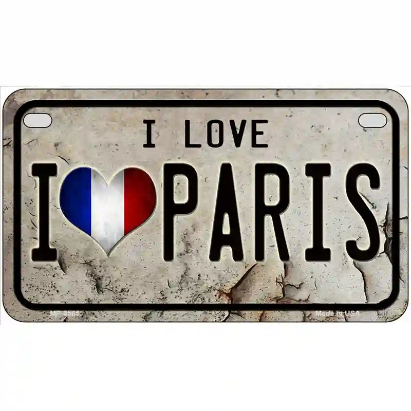 I Love Paris Metal Novelty License Plate