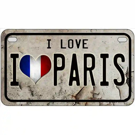 I Love Paris Metal Novelty License Plate 7" x 4" (MP)