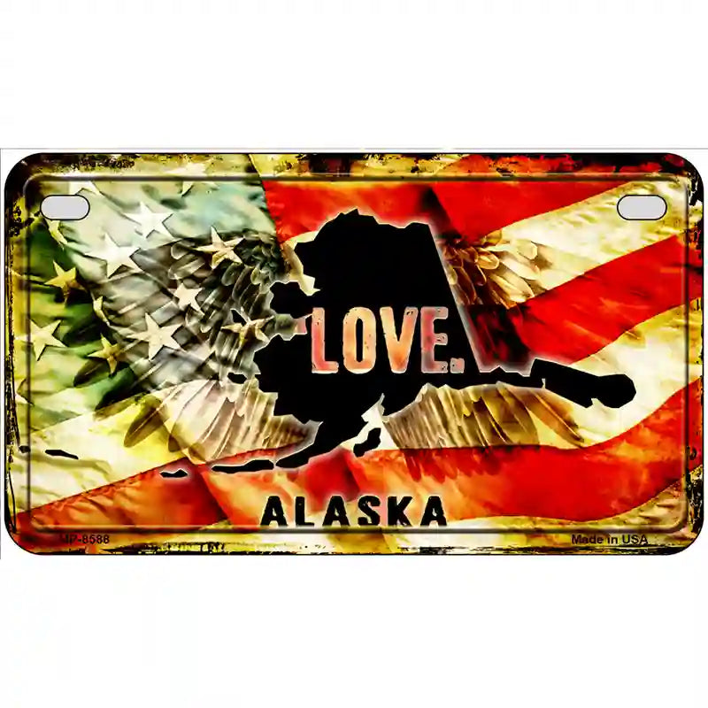 Alaska Love Metal Novelty License Plate 7" x 4" (MP)