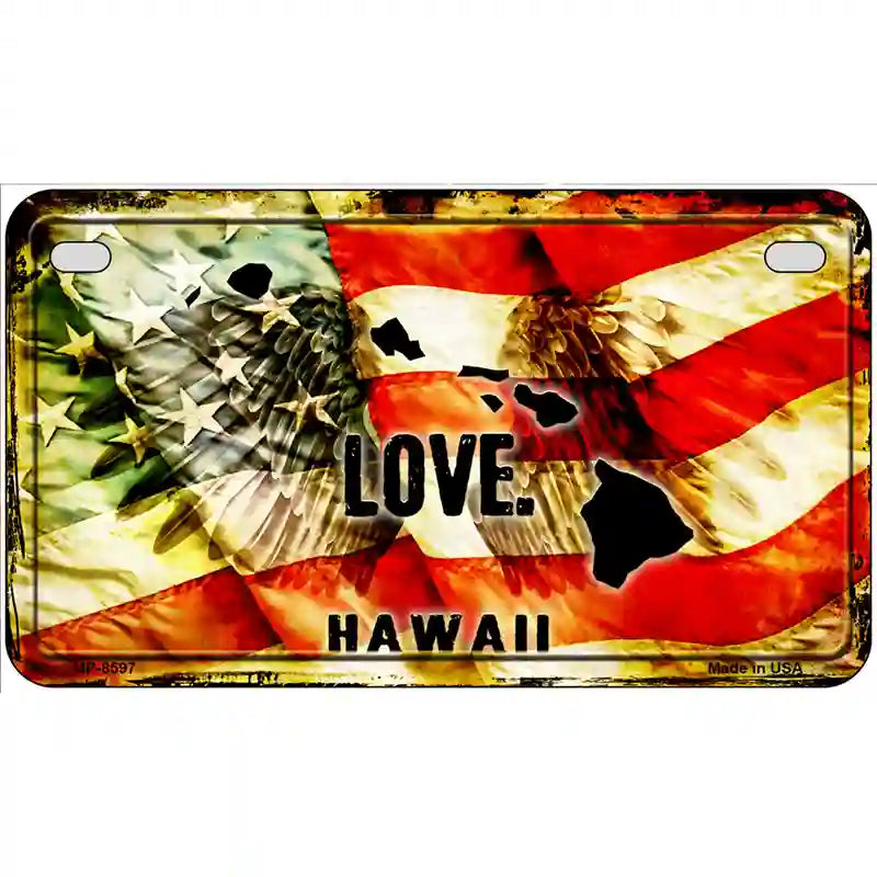 Hawaii Love Metal Novelty License Plate 7" x 4" (MP)