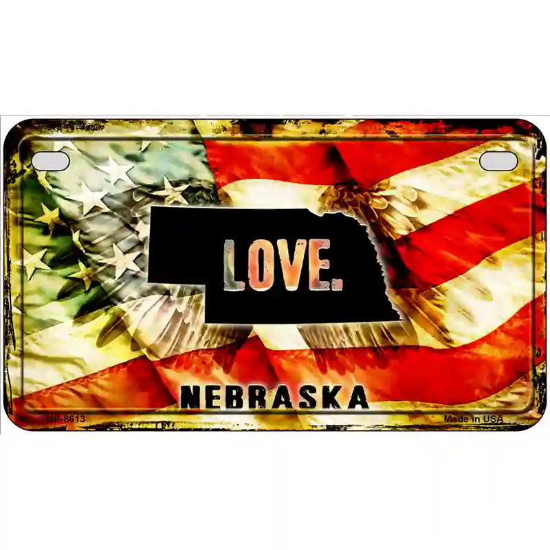 Nebraska Love Metal Novelty License Plate 7" x 4" (MP)