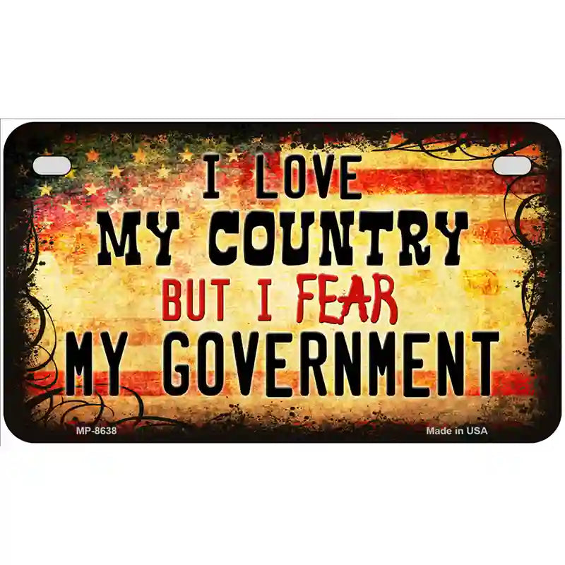 I Love My Country Metal Novelty License Plate 7" x 4" (MP)