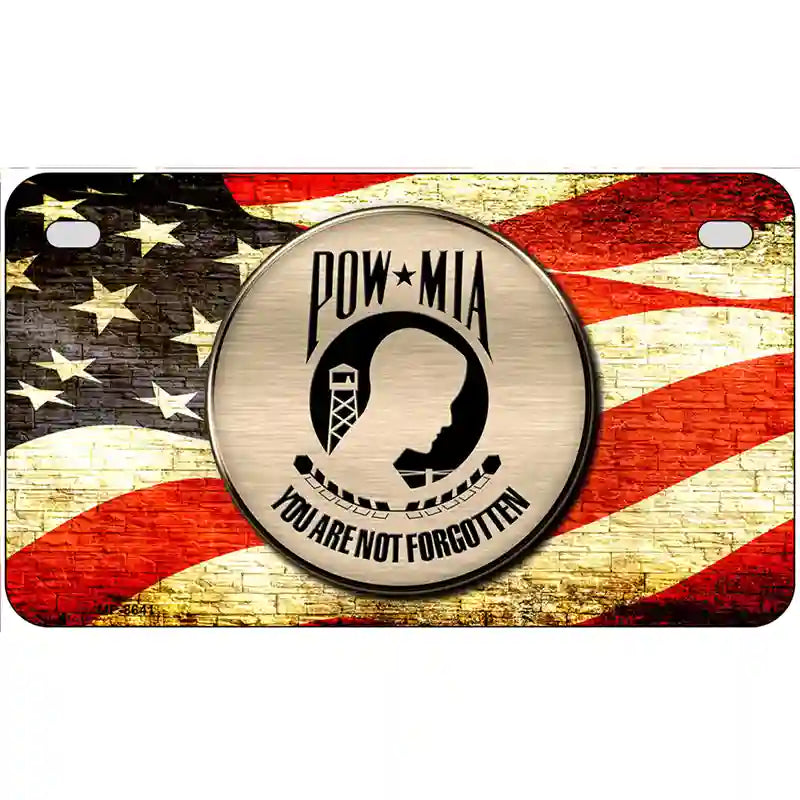 POW MIA With USA Flag Metal Novelty License Plate 7" x 4" (MP)