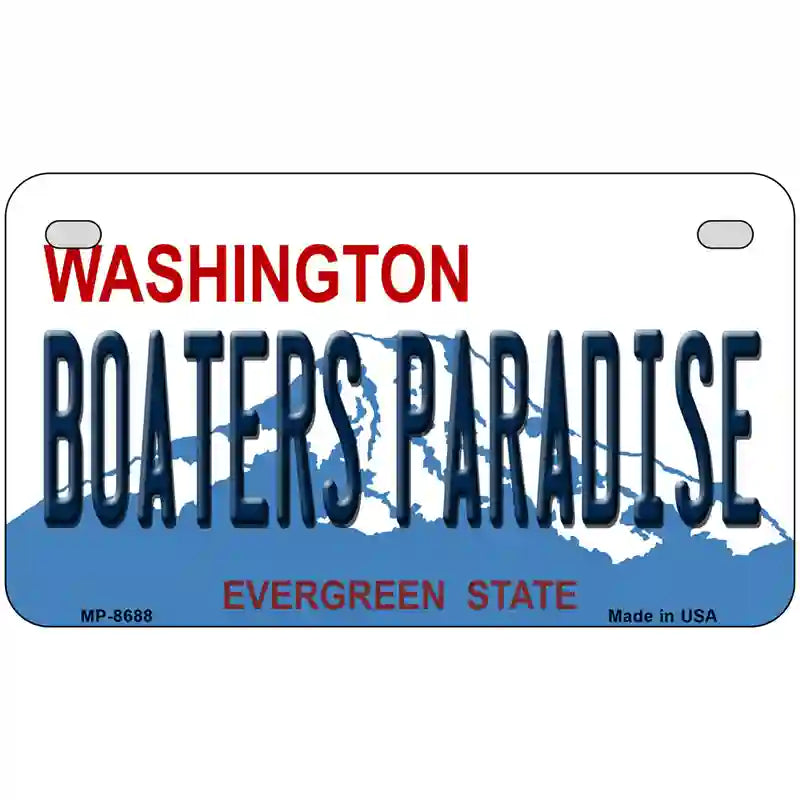 Boaters Paradise Washington Metal Novelty License Plate 7" x 4" (MP)