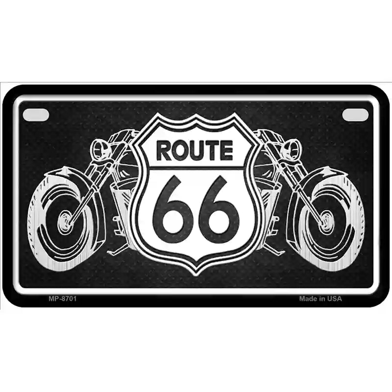 Route 66 With Bikes Metal Novelty License Plate 7" x 4" (MP)