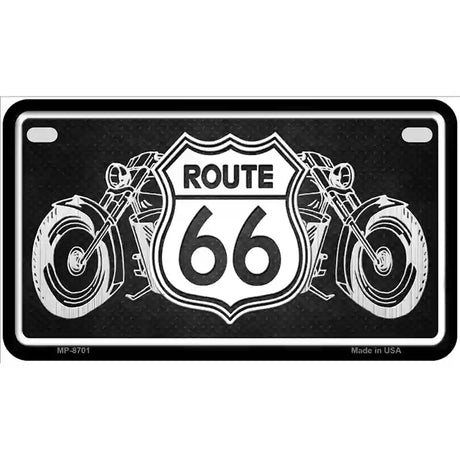 Route 66 With Bikes Metal Novelty License Plate 7" x 4" (MP)