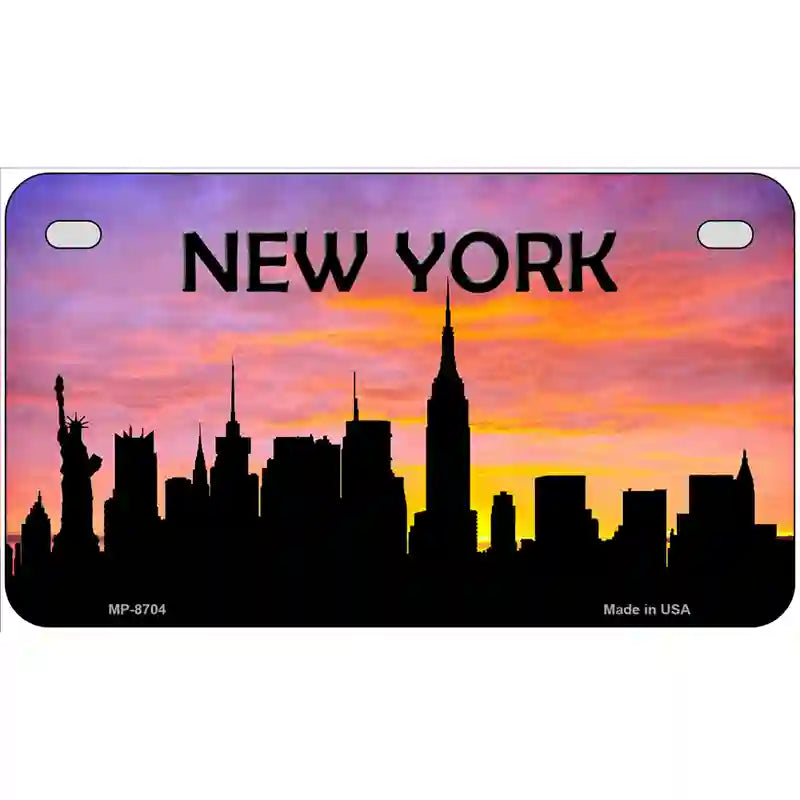 New York Silhouette Metal Novelty License Plate 7" x 4" (MP)