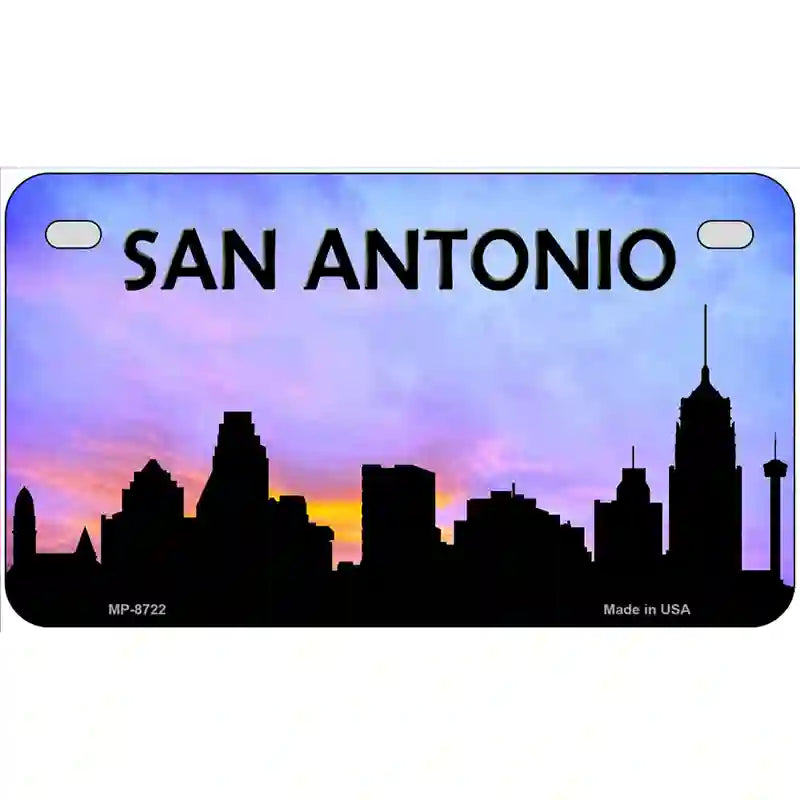 San Antonio Silhouette Metal Novelty License Plate 7" x 4" (MP)