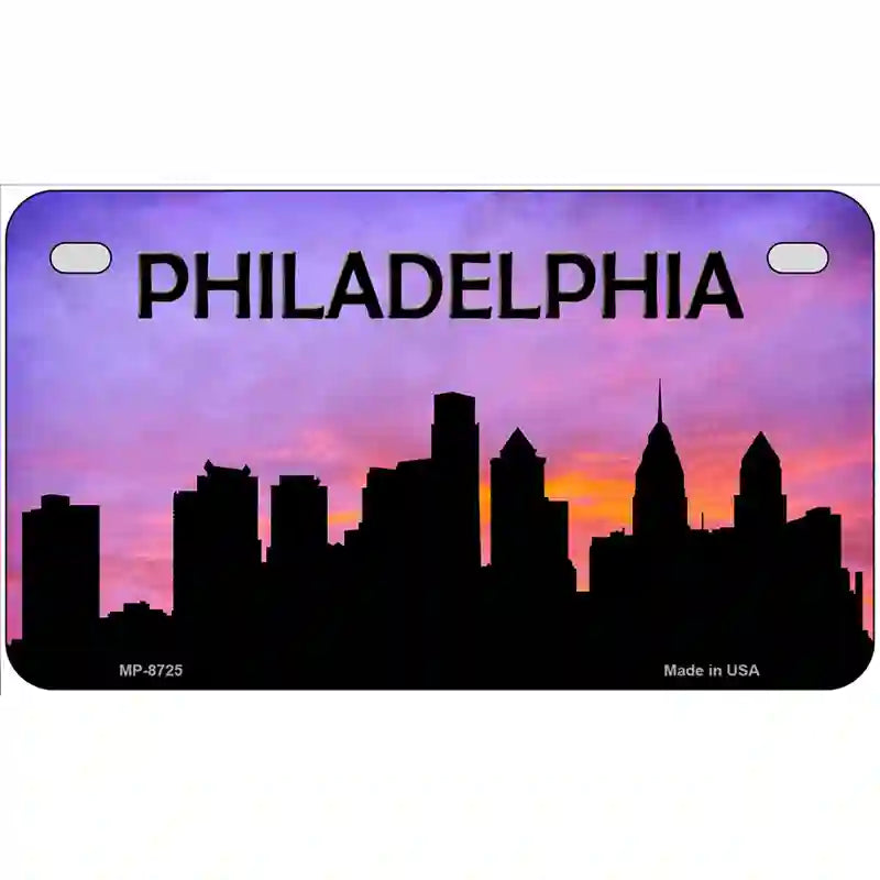 Philadelphia Silhouette Metal Novelty License Plate 7" x 4" (MP)