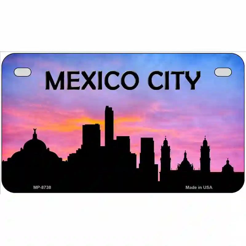 Mexico City Silhouette Metal Novelty License Plate 7" x 4" (MP)