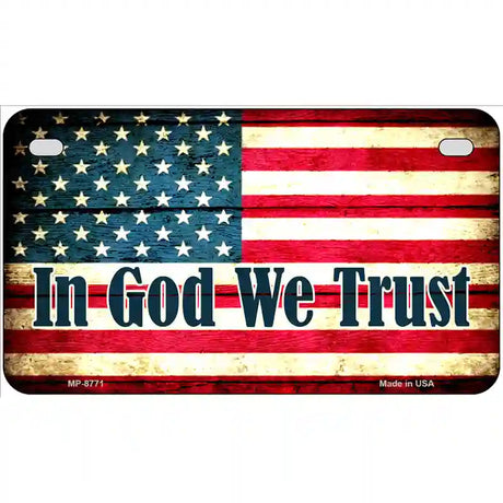 In God We Trust American Flag Metal Novelty License Plate 7" x 4" (MP)