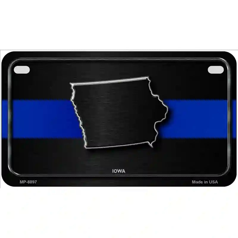 Iowa Thin Blue Line Metal Novelty License Plate 7" x 4" (MP)