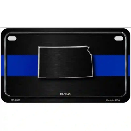 Kansas Thin Blue Line Metal Novelty License Plate 7" x 4" (MP)