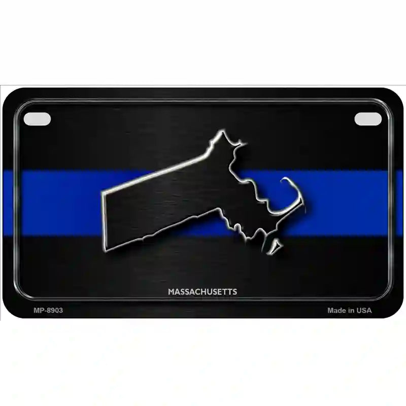 Massachusetts Thin Blue Line Metal Novelty License Plate 7" x 4" (MP)