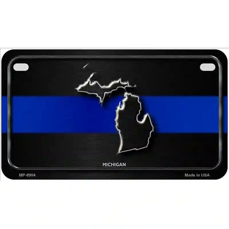 Michigan Thin Blue Line Metal Novelty License Plate 7" x 4" (MP)