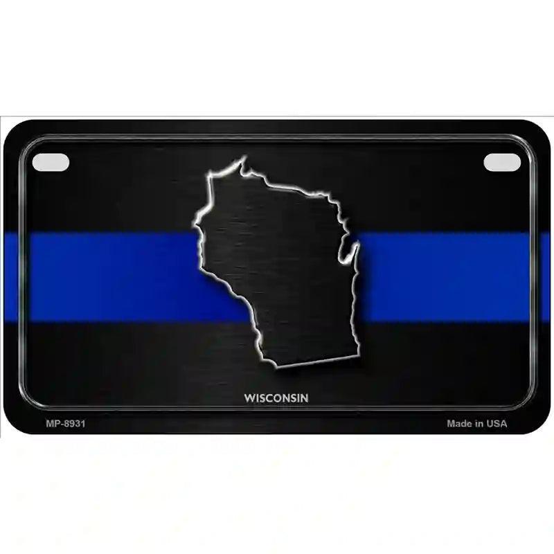 Wisconsin Thin Blue Line Metal Novelty License Plate 7" x 4" (MP)