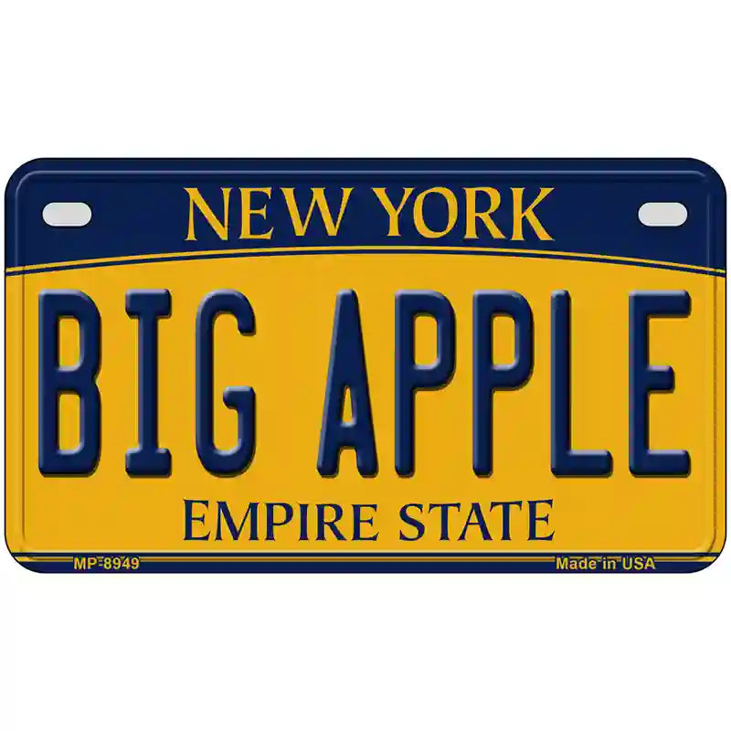 Big Apple New York Metal Novelty License Plate 7" x 4" (MP)