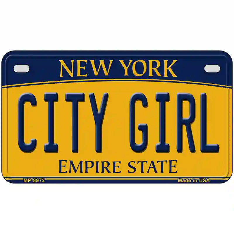 City Girl New York Metal Novelty License Plate 7" x 4" (MP)