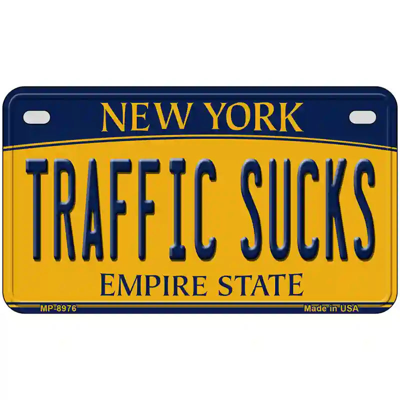 Traffic Sucks New York Metal Novelty License Plate 7" x 4" (MP)