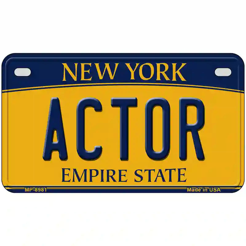 Actor New York Metal Novelty License Plate 7" x 4" (MP)