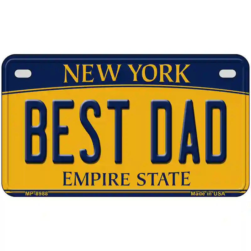 Best Dad New York Metal Novelty License Plate 7" x 4" (MP)