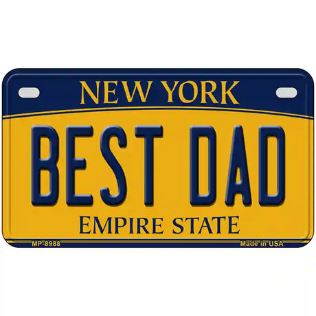 Best Dad New York Metal Novelty License Plate 7" x 4" (MP)