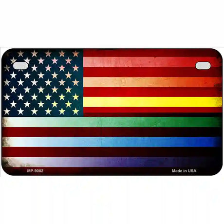 American Flag Rainbow Metal Novelty License Plate 7" x 4" (MP)