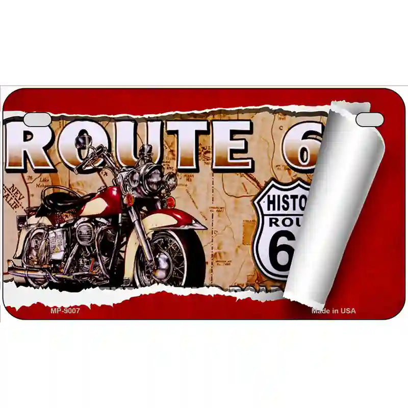 Route 66 Mother Road Scroll Metal Novelty License Plate 7" x 4" (MP)