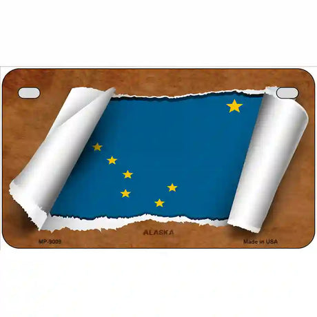 Alaska Flag Scroll Metal Novelty License Plate 7" x 4" (MP)