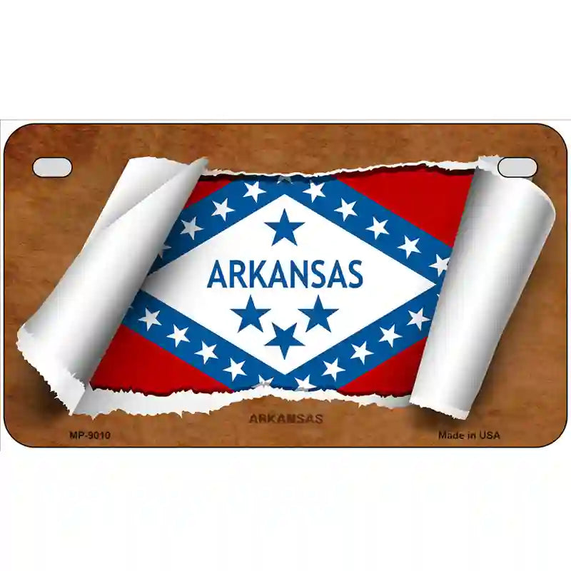 Arkansas Flag Scroll Metal Novelty License Plate 7" x 4" (MP)