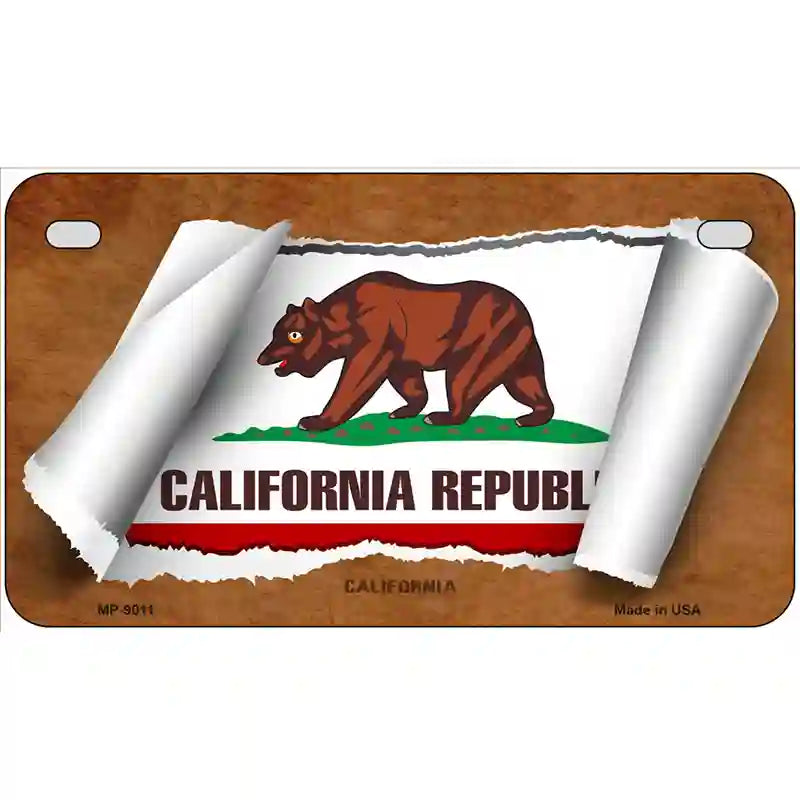 California Flag Scroll Metal Novelty License Plate 7" x 4" (MP)