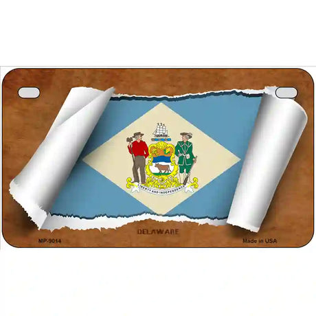 Delaware Flag Scroll Metal Novelty License Plate 7" x 4" (MP)